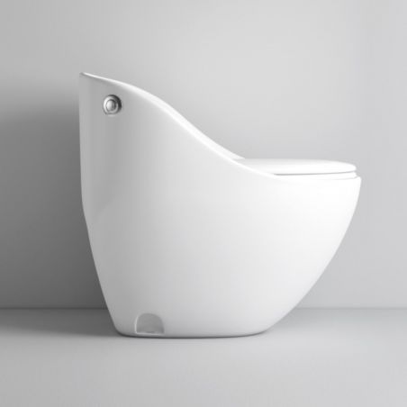 Santa Rimless WC, 69x46 cm, Einbautank, Weiß, Bodenmontage, Soft-Close-Deckel inklusive, Lizenzlinie von Ego
