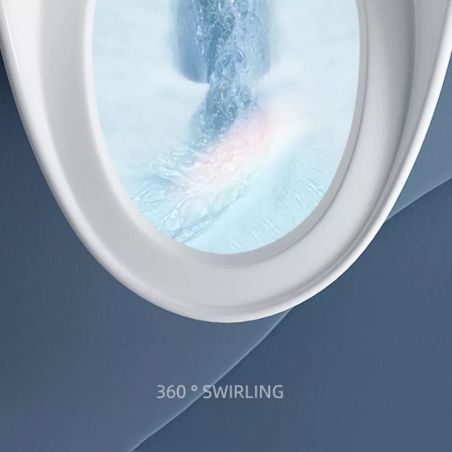 Santa Rimless WC, 69x46 cm, Einbautank, Weiß, Bodenmontage, Soft-Close-Deckel inklusive, Lizenzlinie von Ego