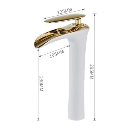 Waschbeckenarmatur Noto, Schwarz, glänzend Gold, 29 cm, Aufsatzmontage