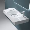 Waschbecken EGO 15R, Weiß, glänzend, verstecker Abfluss, Aufsatz- oder Wandmontage, Marmorkomposit, Hahnloch rechts
