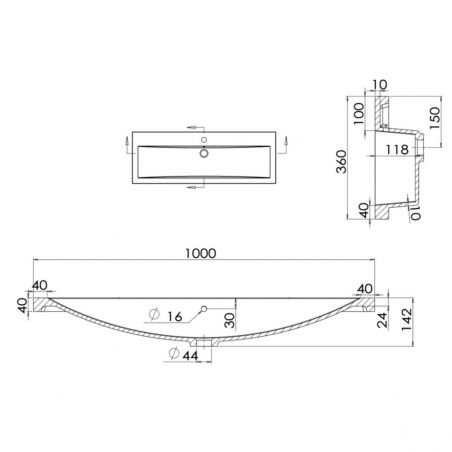 Doppelwaschbecken Fabio, Mineralwerkstoff, Halb-Einbaumontage, mit Hahnloch 100x36 cm Doppelwaschbecken Fabio, Mineralwerkstoff, Halb-Einbaumontage, mit Hahnloch 100x36 cm