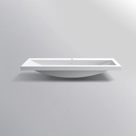 Doppelwaschbecken Fabio, Mineralwerkstoff, Halb-Einbaumontage, mit Hahnloch 100x36 cm Doppelwaschbecken Fabio, Mineralwerkstoff, Halb-Einbaumontage, mit Hahnloch 100x36 cm