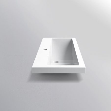 Doppelwaschbecken Fabio, Mineralwerkstoff, Halb-Einbaumontage, mit Hahnloch 100x36 cm Doppelwaschbecken Fabio, Mineralwerkstoff, Halb-Einbaumontage, mit Hahnloch 100x36 cm