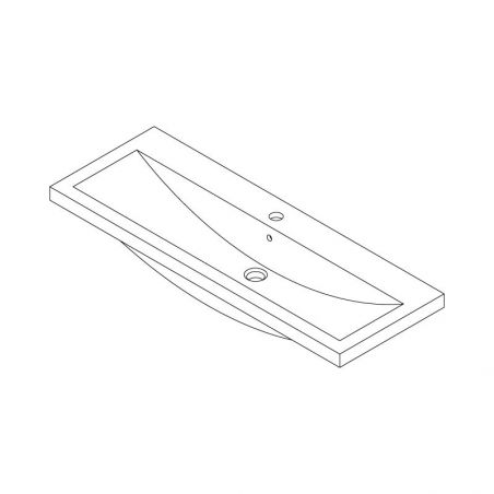 Doppelwaschbecken Fabio, Mineralwerkstoff, Halb-Einbaumontage, mit Hahnloch 100x36 cm Doppelwaschbecken Fabio, Mineralwerkstoff, Halb-Einbaumontage, mit Hahnloch 100x36 cm