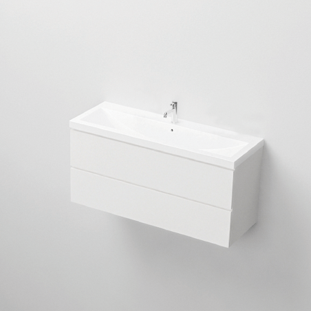 Doppelwaschbecken Fabio, Mineralwerkstoff, Halb-Einbaumontage, mit Hahnloch 100x36 cm Doppelwaschbecken Fabio, Mineralwerkstoff, Halb-Einbaumontage, mit Hahnloch 100x36 cm