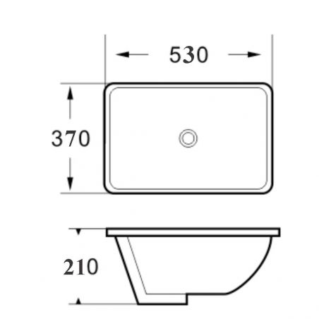 Waschbecken Romeo, Weiß, 53x37 cm, Einbaumontage, Sanitärkeramik