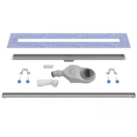 Duschrinne, verfliesbar, Viega Siphon, Einbau unter der Fliese, Chrom, Slim, Größen 50-120 cm, Breite 3,2 cm