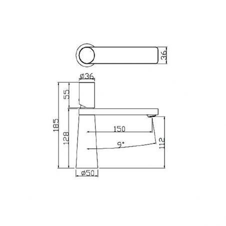 Waschbeckenarmatur Pilar, Mattschwarz, Höhe 18,5 cm, Waschbeckenmontage