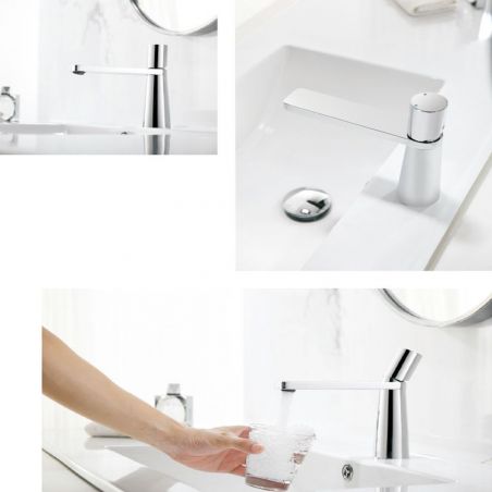 Waschbeckenarmatur Pilar, Chrom, Höhe 18,5 cm, Waschbeckenmontage