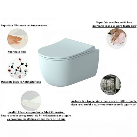 Bidet EGO Michael, 49x36 cm, Blau, Power Colour, halb-matt, Wandmontage, mit Überlauf