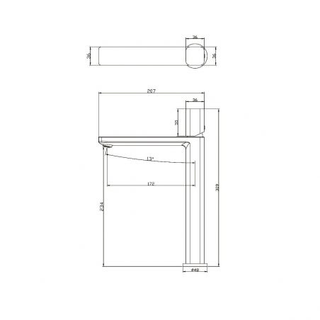 Waschbeckenarmatur Alano, Mattschwarz, Höhe 30,9 cm, Aufsatzmontage