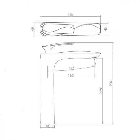 Waschbeckenarmatur Brandi, Mattgold, Höhe 28 cm, Aufsatzmontage