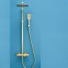 Thermostat-Duschsystem, Badewannenarmatur, Dexter, Gebürstetes Gold, Regenbrause 25x25, Handbrause, Wandmontage