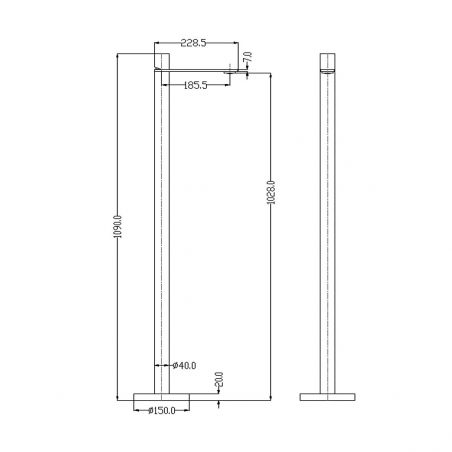 Waschbeckenarmatur Pilar, Chrom, Bodenmontage, rundes Design
