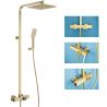 Thermostat-Duschsystem, Badewannenarmatur, Dexter, Gebürstetes Gold, Regenbrause 25x25, Handbrause, Wandmontage