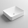 Waschbecken Mario, Mineralkomposit, Aufsatzmontage, Mattweiß, ohne Hahnloch, 45x38 cm