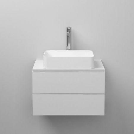Waschbecken Mario, Mineralkomposit, Aufsatzmontage, Mattweiß, ohne Hahnloch, 45x38 cm
