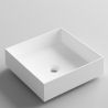 Waschbecken Dante, Mineralwerkstoff, Aufsatzmontage, Mattweiß, ohne Hahnloch, 40x40 cm