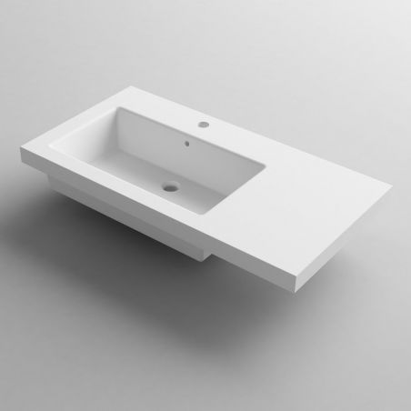Waschbecken Zina, Mineralwerkstoff , Halb-Einbaumontage, mit Becken links, 90x47 cm