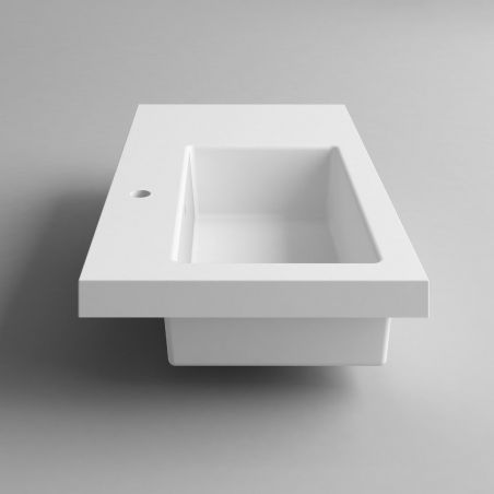 Waschbecken Zina, Mineralwerkstoff , Halb-Einbaumontage, mit Becken links, 90x47 cm