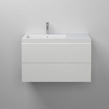 Waschbecken Zina, Mineralwerkstoff , Halb-Einbaumontage, mit Becken links, 90x47 cm