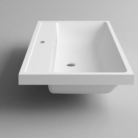 Waschbecken Klaus, Mineralwerkstoff, Halb-Einbau, mit Hahnloch, 80x45 cm
