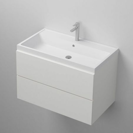 Waschbecken Klaus, Mineralwerkstoff, Halb-Einbau, mit Hahnloch, 80x45 cm