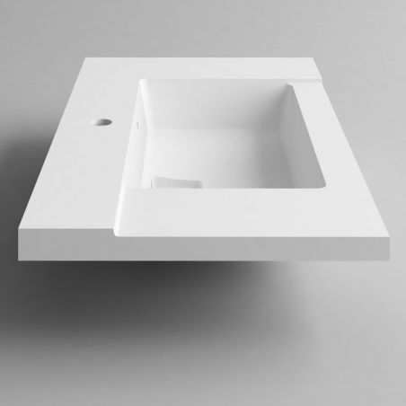 Waschbecken Irene, Mineralwerkstoff, Halb-Einbaumontage, mit Hahnloch, 80x46 cm