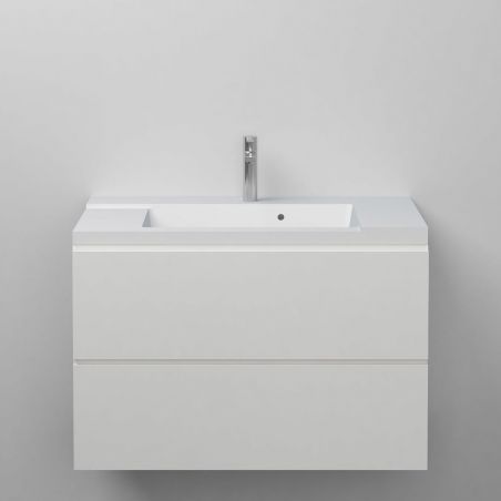 Waschbecken Irene, Mineralwerkstoff, Halb-Einbaumontage, mit Hahnloch, 80x46 cm