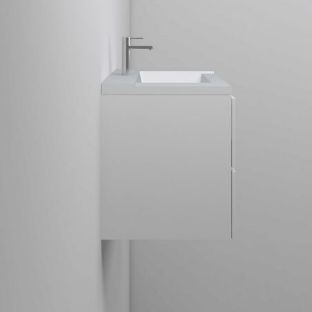 Waschbecken Irene, Mineralwerkstoff, Halb-Einbaumontage, mit Hahnloch, 80x46 cm