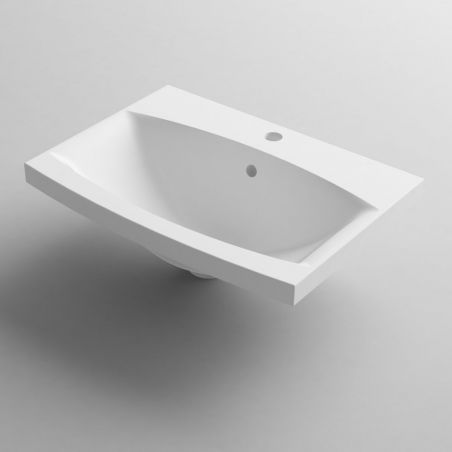 Waschbecken Ares, Mineralwerkstoff, Halb-Einbaumontage, mit Hahnloch, 59x43 cm