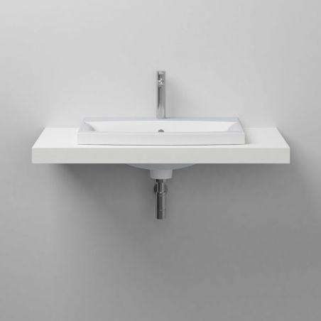 Waschbecken Ares, Mineralwerkstoff, Halb-Einbaumontage, mit Hahnloch, 59x43 cm