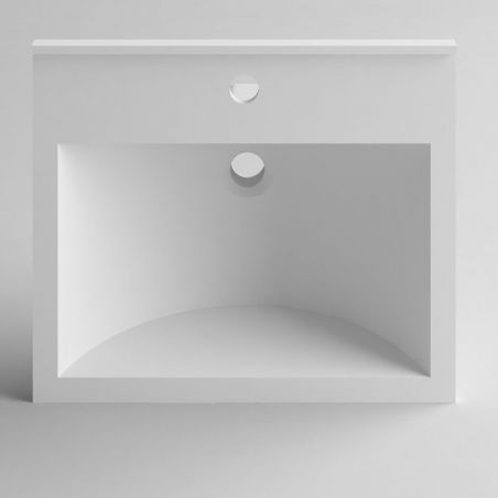 Waschbecken Melvin, Mineralwerkstoff, Halb-Einbaumontage, mit Hahnloch, 50x43 cm