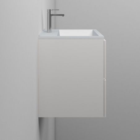 Waschbecken Melvin, Mineralwerkstoff, Halb-Einbaumontage, mit Hahnloch, 50x43 cm