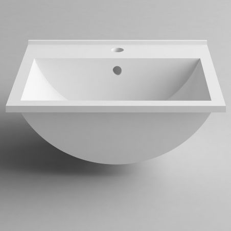 Waschbecken Melvin, Mineralwerkstoff, Halb-Einbaumontage, mit Hahnloch, 50x43 cm