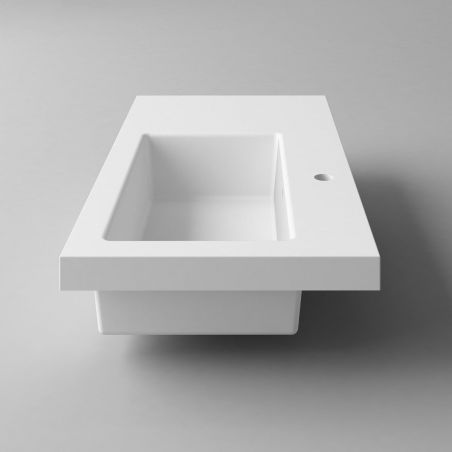 Waschbecken Zina, Mineralwerkstoff, Halb-Einbaumontage, mit Becken rechts, 90x47 cm