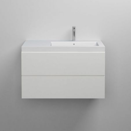 Waschbecken Zina, Mineralwerkstoff, Halb-Einbaumontage, mit Becken rechts, 90x47 cm