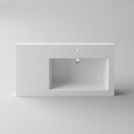 Waschbecken Zina, Mineralwerkstoff, Halb-Einbaumontage, mit Becken rechts, 90x47 cm