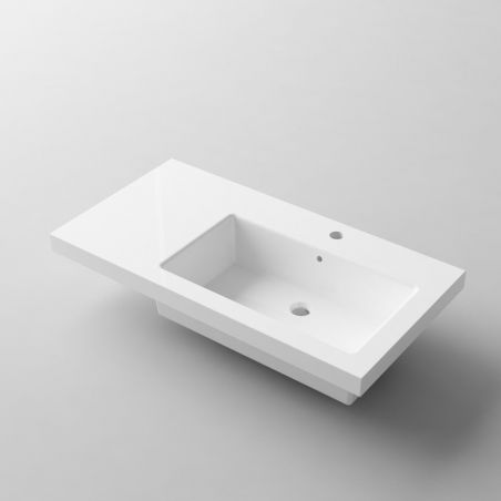 Waschbecken Zina, Mineralwerkstoff, Halb-Einbaumontage, mit Becken rechts, 90x47 cm