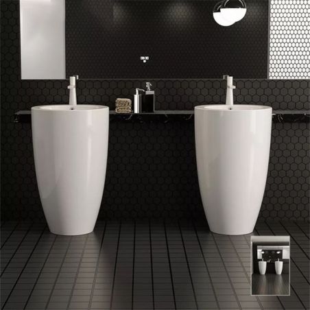 Standwaschbecken Marco, Weiß, 50x50x82 cm, Bodenmontage, Sanitärkeramik