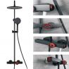 Dusch- und Badewannensystem mit Thermostat, Delta, Mattschwarz und Rot, Regen Dusche, Handbrause, Wandmontage
