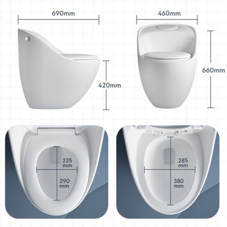 New Santa Rimless WC, 69 x 46 cm, eingebauter Spülkasten, Mattschwarz, Power Colour, Bodenmontage, Soft-Close Deckel