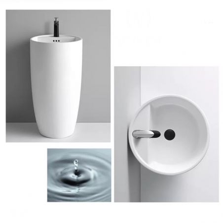 Standwaschbecken Fida, Weiß, 45 x 45 x 85 cm, Bodenmontage, Sanitärkeramik