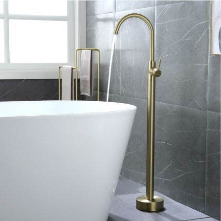 Waschbeckenarmatur Kristof, freistehende Montage, Mattgold, Höhe 110 cm, Royalty Line by Ego