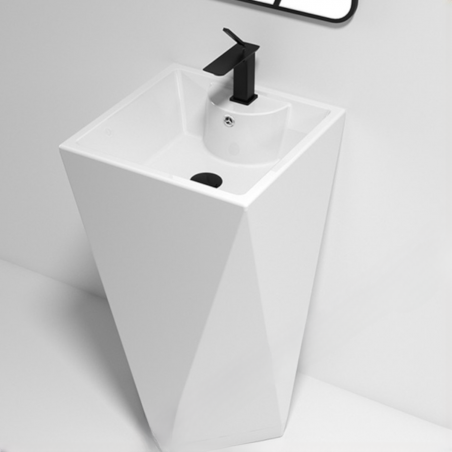 Standwaschbecken Enrico, Weiß, mit Hahnloch, 47x47x83 cm, Bodenmontage, Sanitärkeramik
