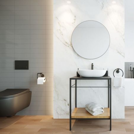 WC-Becken EGO Michael Rimless, 49x36 cm, Schwarz , Power Colour, halbmatt, wandhängend, Duroplast-Deckel Soft-Close Easy Off