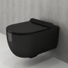 WC-Schüssel EGO Michael Rimless, 49x36 cm, Schwarz glänzend, hängende Montage, Duroplast Soft-Close Easy-Off-Deckel