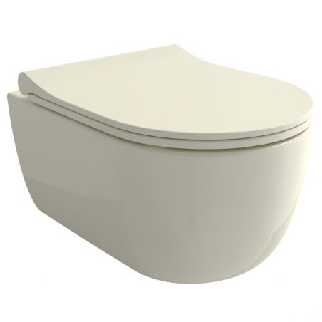 WC-Deckel Michael in Glänzend Creme Biscuit, Slim Modell mit Soft-Close