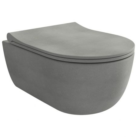 WC-Deckel Michael in Zementgrau, Slim Modell mit Soft-Close