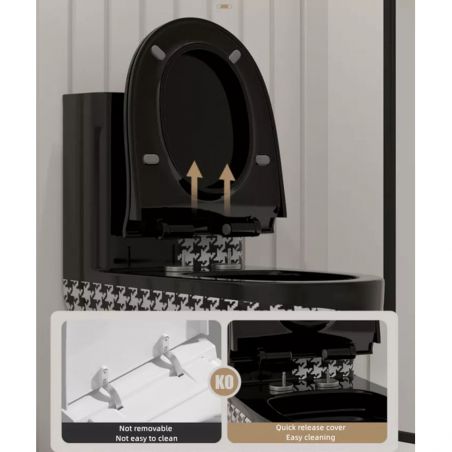 WC-Deckel Michael in Glänzend Schwarz, Slim Modell mit Soft-Close
